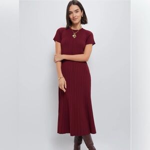 Hyacinth House Oxblood Knit Murphy Swing Midi Dress size small